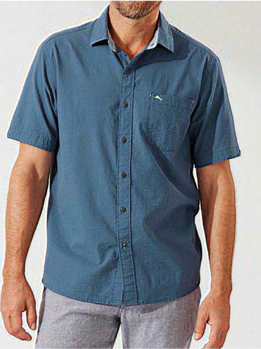 Tommy Bahama Nova Wave Short-Sleeve Button-Down Shirt — Slate Blue